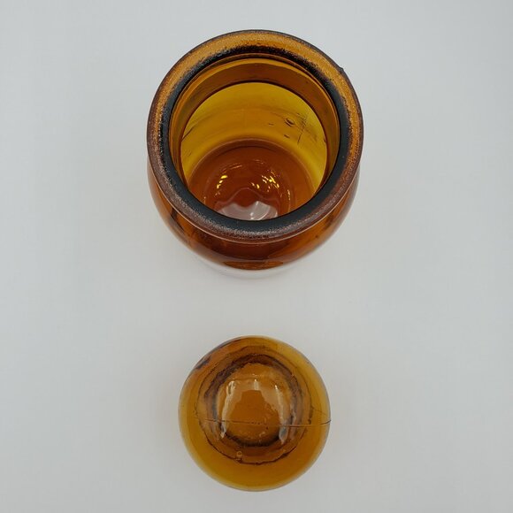 Large Amber Apothecary Jar Bubble Lid Glass Canister Storage Container - Picture 4 of 6